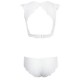 Plunging Neck Wire Free Push UP Bra + Low Elastic Waist Briefs Lace Patchwork Bowtie Perspective Wom